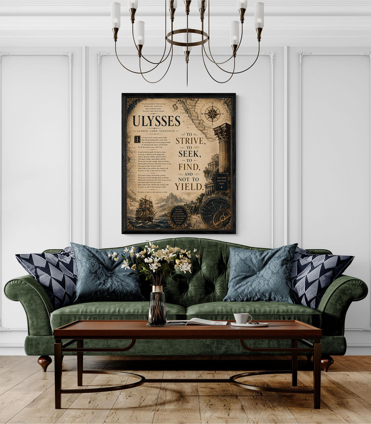 Ulysses by Alfred Lord Tennyson Print | To Strive To Seek To Find Wall Art | Literary Decor | Dark Academia Gift