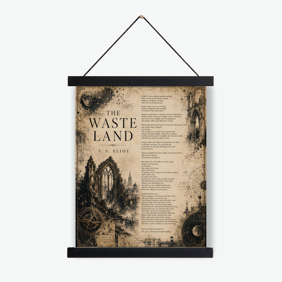 The Waste Land Print | T.S. Eliot Poetry Wall Art | Dark Academia Literary Decor | Gothic Library Art Gift