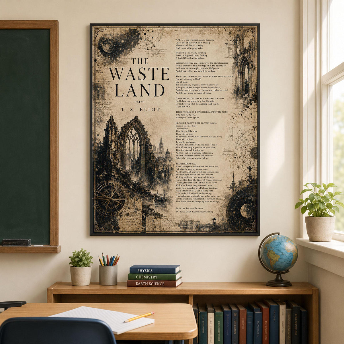 The Waste Land Print | T.S. Eliot Poetry Wall Art | Dark Academia Literary Decor | Gothic Library Art Gift