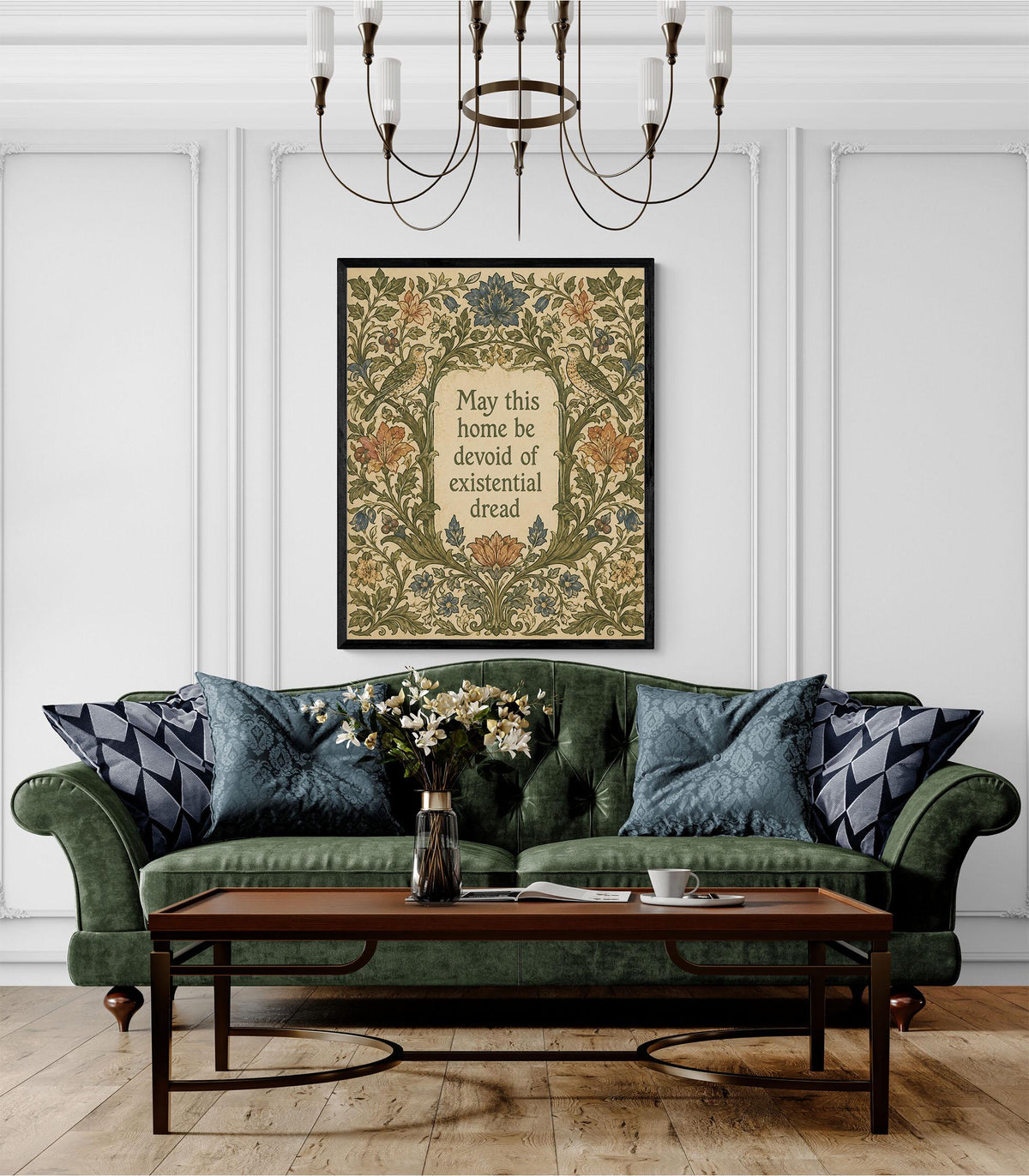 May This Home Be Devoid Of Existential Dread Art Print | Inspirational Wall Artwork | Living Room | Home Decor Gift | William Morris Poster