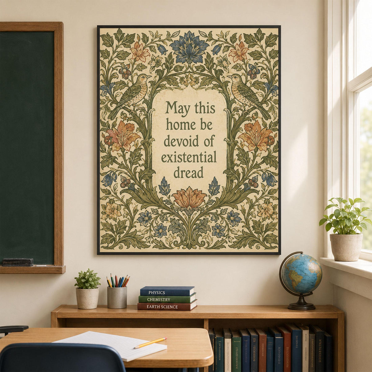 May This Home Be Devoid Of Existential Dread Art Print | Inspirational Wall Artwork | Living Room | Home Decor Gift | William Morris Poster