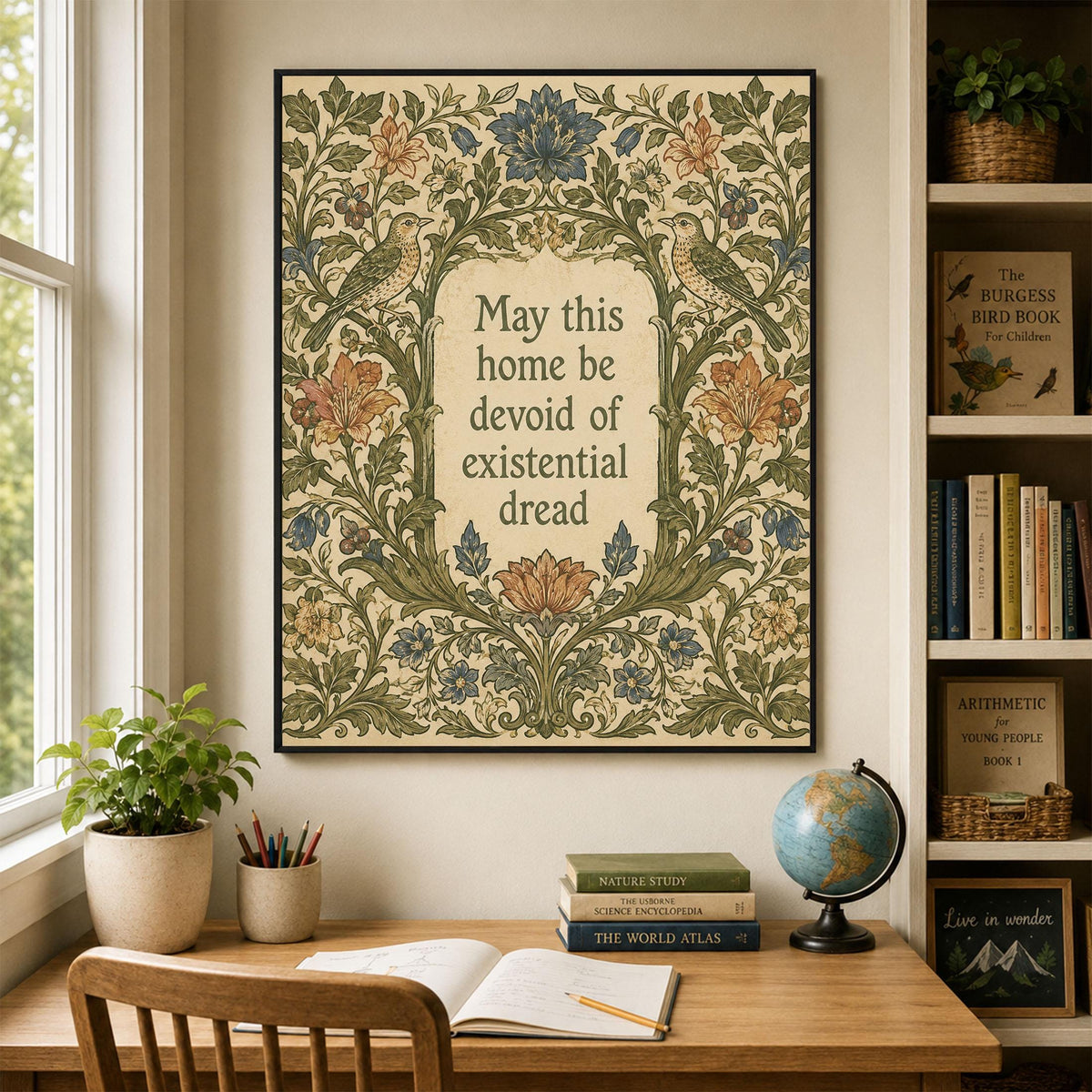 May This Home Be Devoid Of Existential Dread Art Print | Inspirational Wall Artwork | Living Room | Home Decor Gift | William Morris Poster