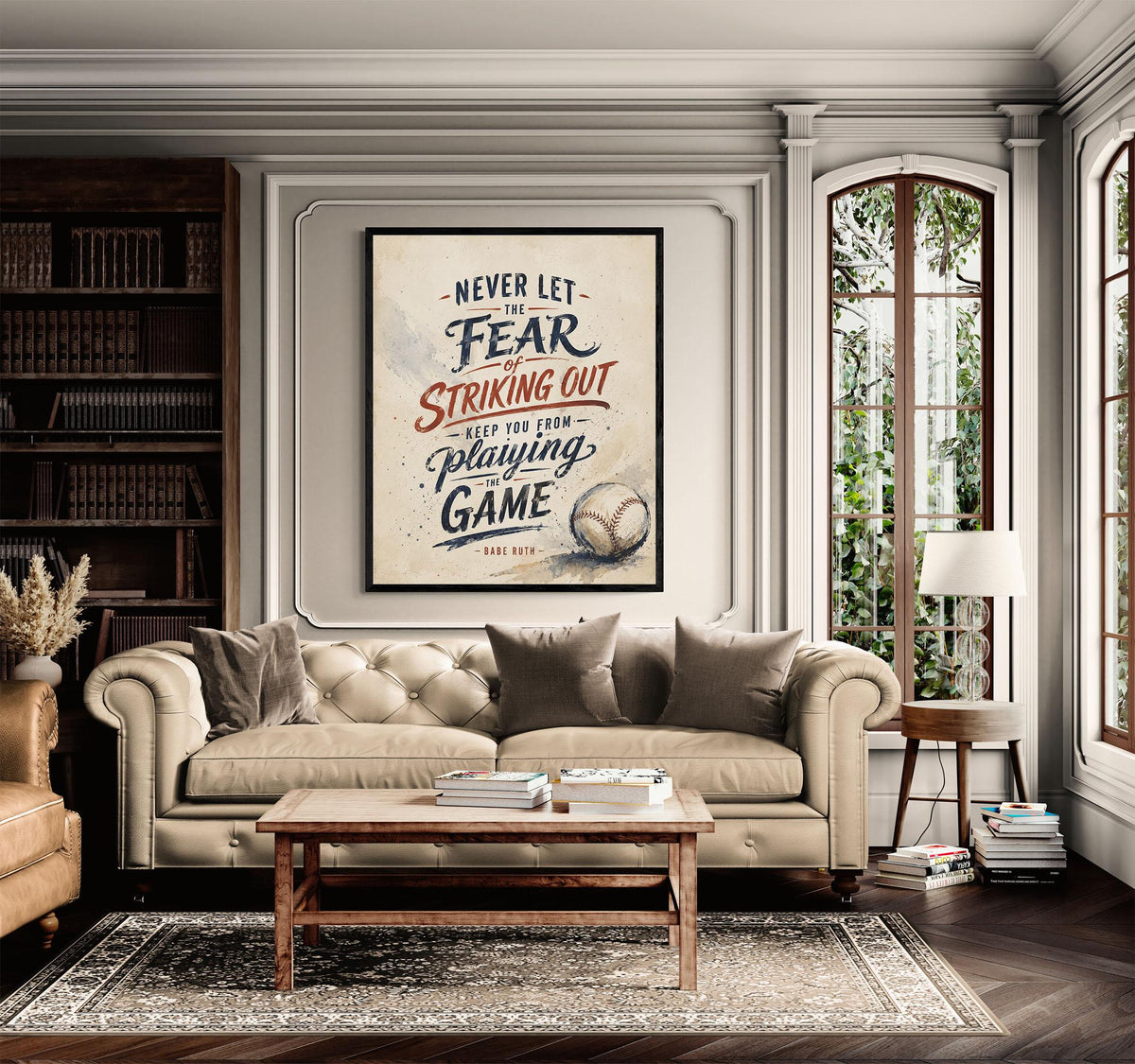 Babe Ruth Quote Wall Art Print, Never Let the Fear of Striking Out, Typography Baseball Home Decor, Motivational Sports Office Print