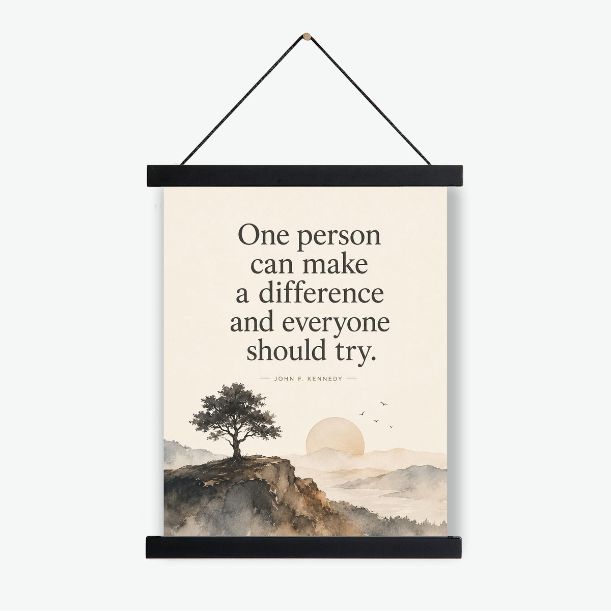 One Person Can Make A Difference Wall Art Print | JFK Quote | Typography | Inspirational Home Decor | History Poster