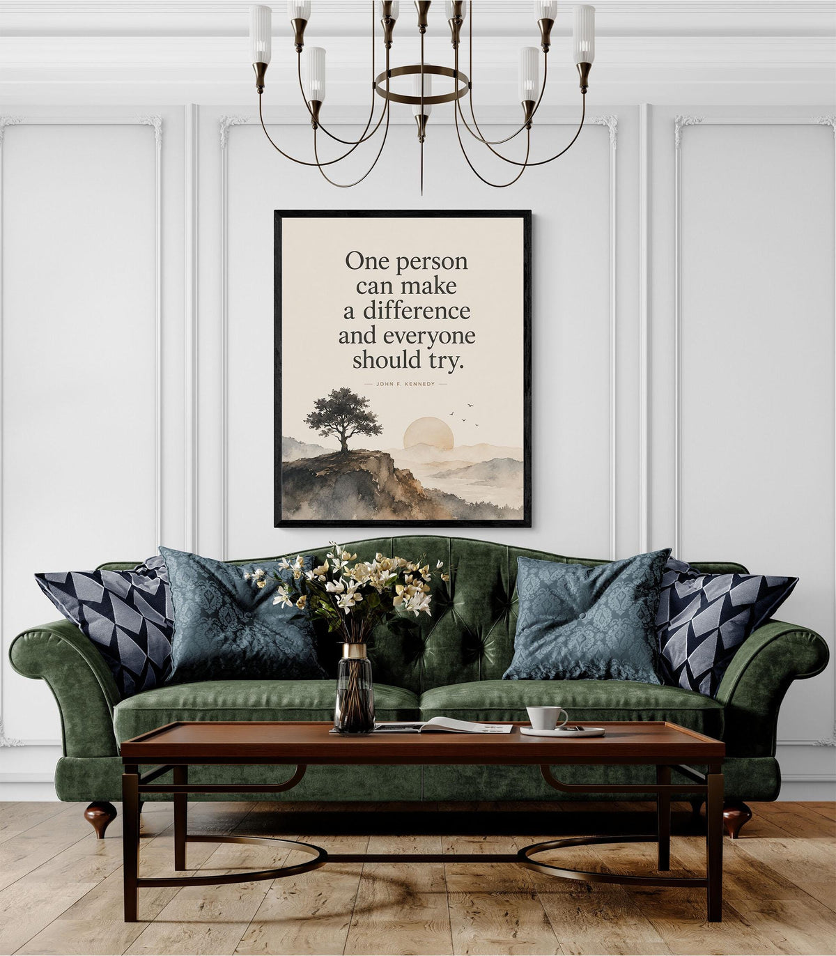 One Person Can Make A Difference Wall Art Print | JFK Quote | Typography | Inspirational Home Decor | History Poster