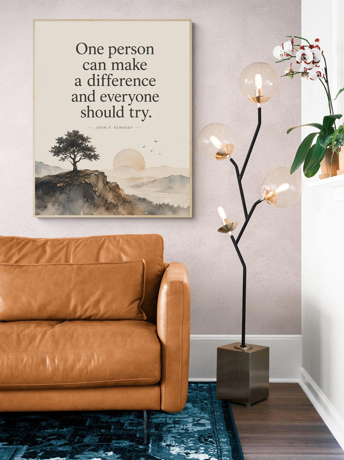 One Person Can Make A Difference Wall Art Print | JFK Quote | Typography | Inspirational Home Decor | History Poster
