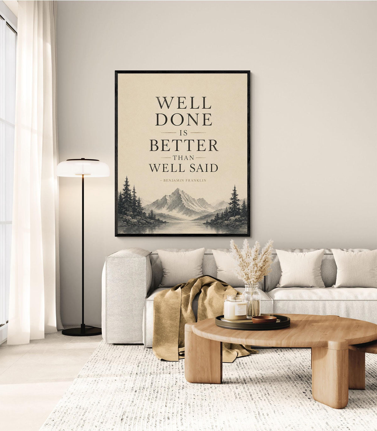 Benjamin Franklin Quote Art Print | Well Done Is Better Than Well Said | Inspirational | US History | Motivational Artwork Poster