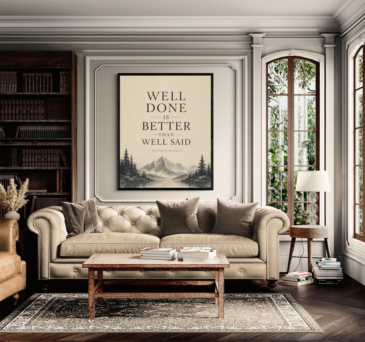 Benjamin Franklin Quote Art Print | Well Done Is Better Than Well Said | Inspirational | US History | Motivational Artwork Poster