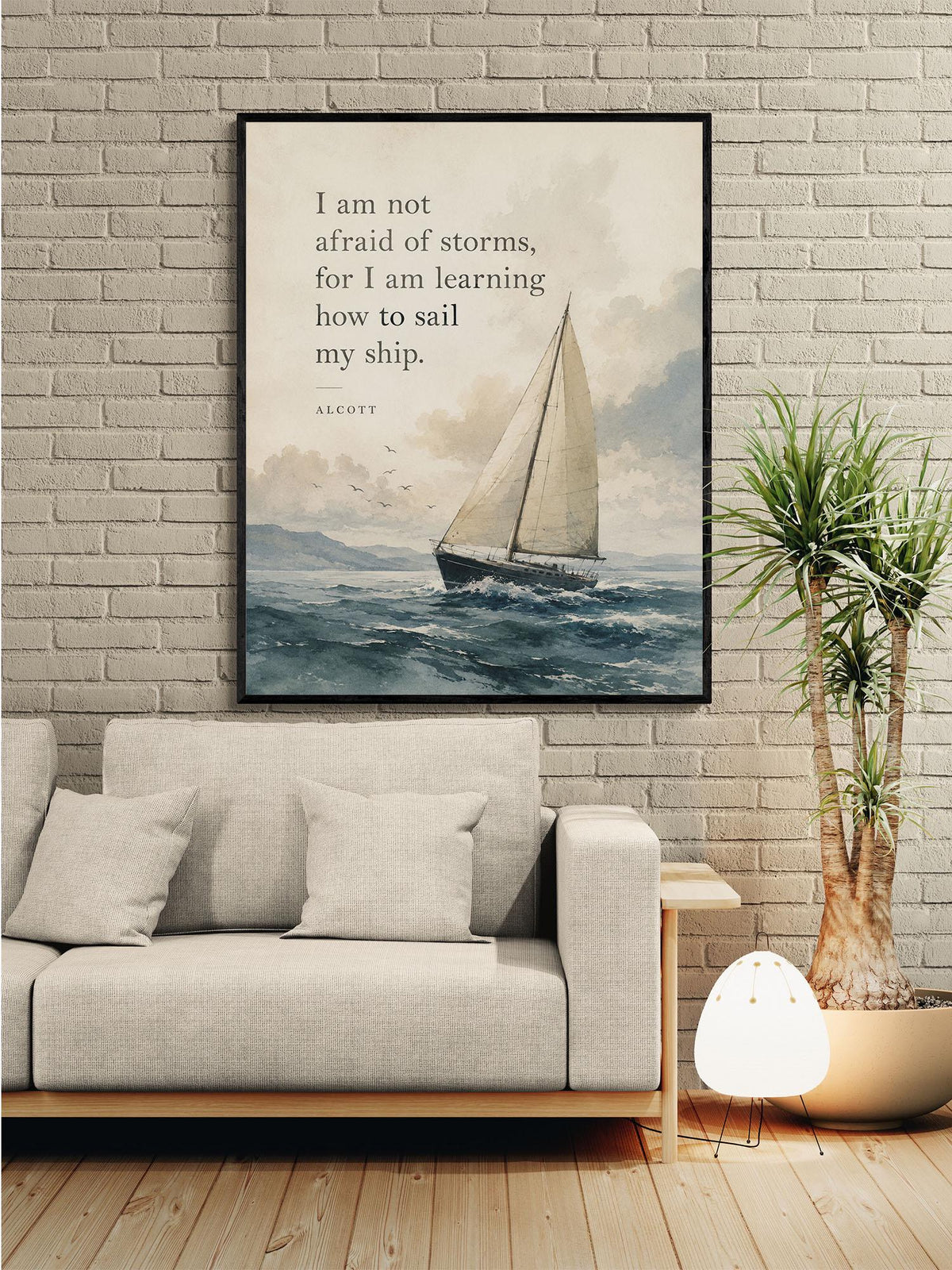 I Am Not Afraid Of Storms Wall Art Print | Louisa May Alcott Quote | Little Women | Children's Home Decor | Literary | Nursery Poster