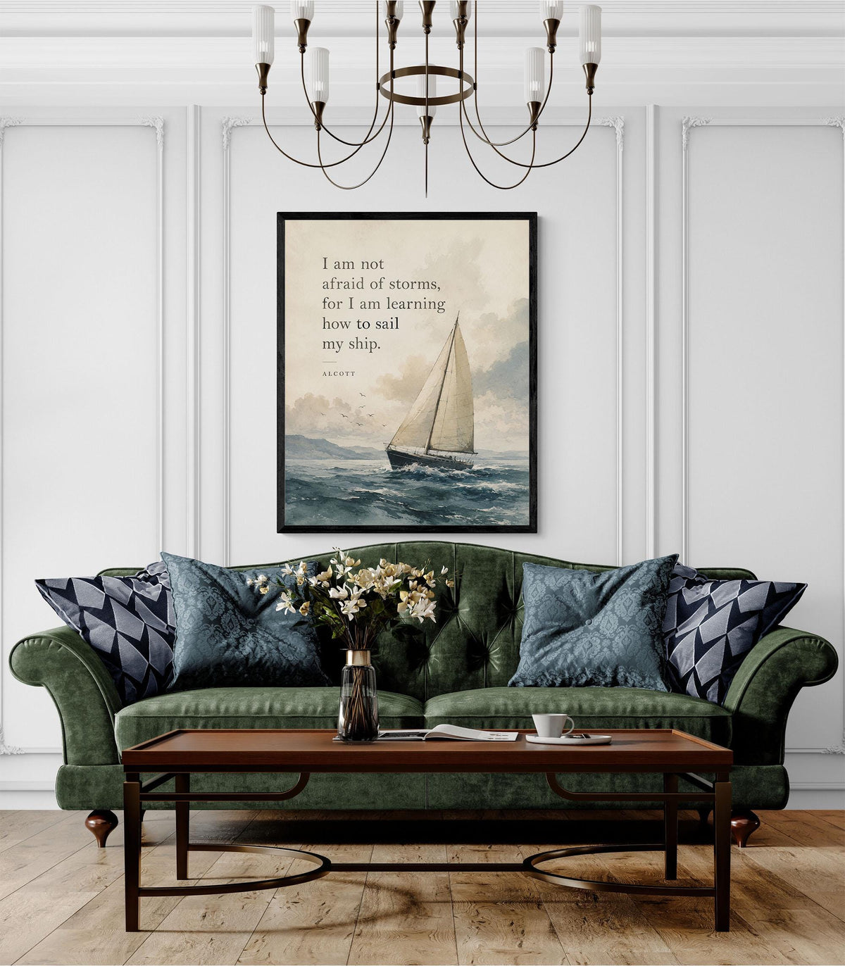 I Am Not Afraid Of Storms Wall Art Print | Louisa May Alcott Quote | Little Women | Children's Home Decor | Literary | Nursery Poster