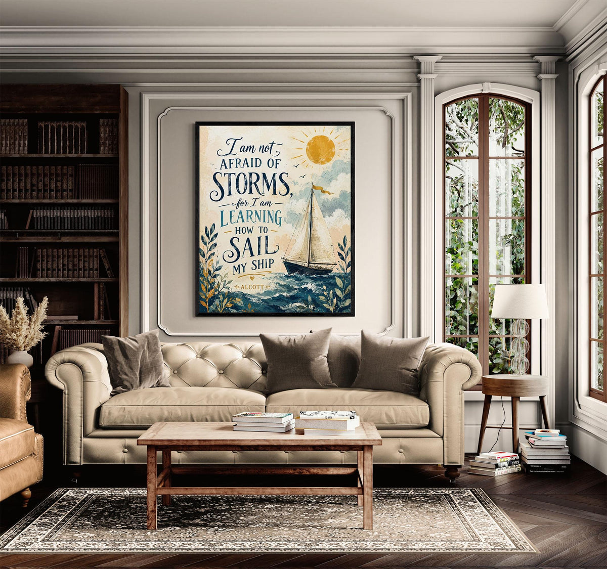 I Am Not Afraid Of Storms Wall Art Print | Louisa May Alcott Quote | Little Women | Children's Home Decor | Literary | Nursery Sail Poster