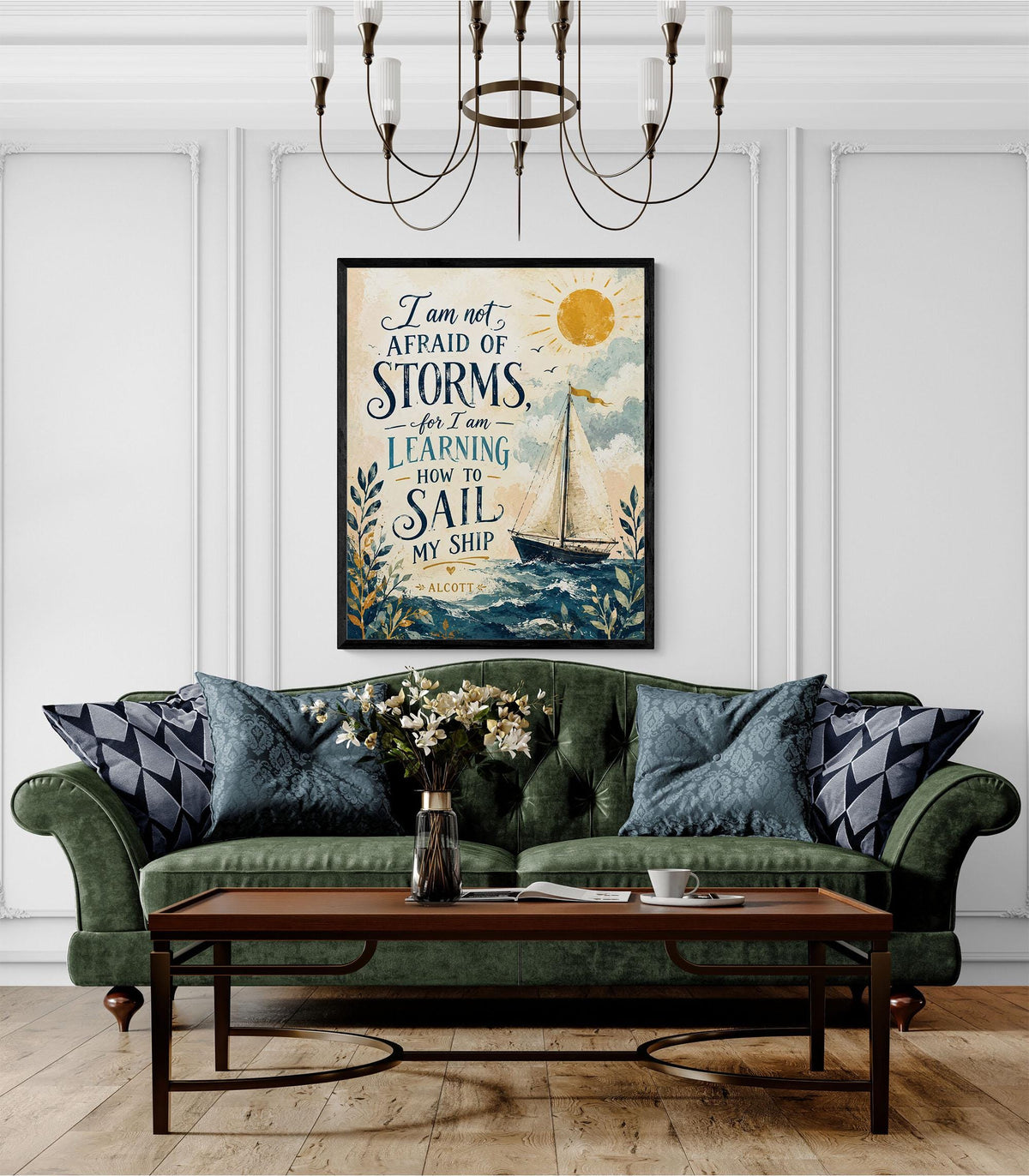 I Am Not Afraid Of Storms Wall Art Print | Louisa May Alcott Quote | Little Women | Children's Home Decor | Literary | Nursery Sail Poster