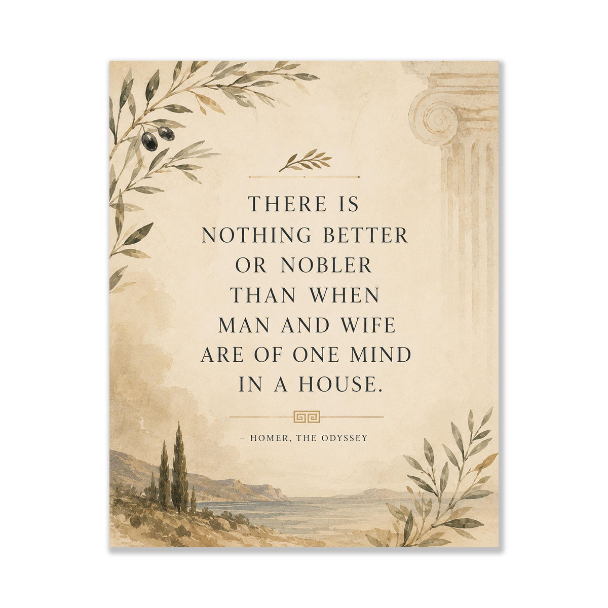Homer Odyssey Wall Art Print | Man and Wife | Classical Literature Marriage Home Decor