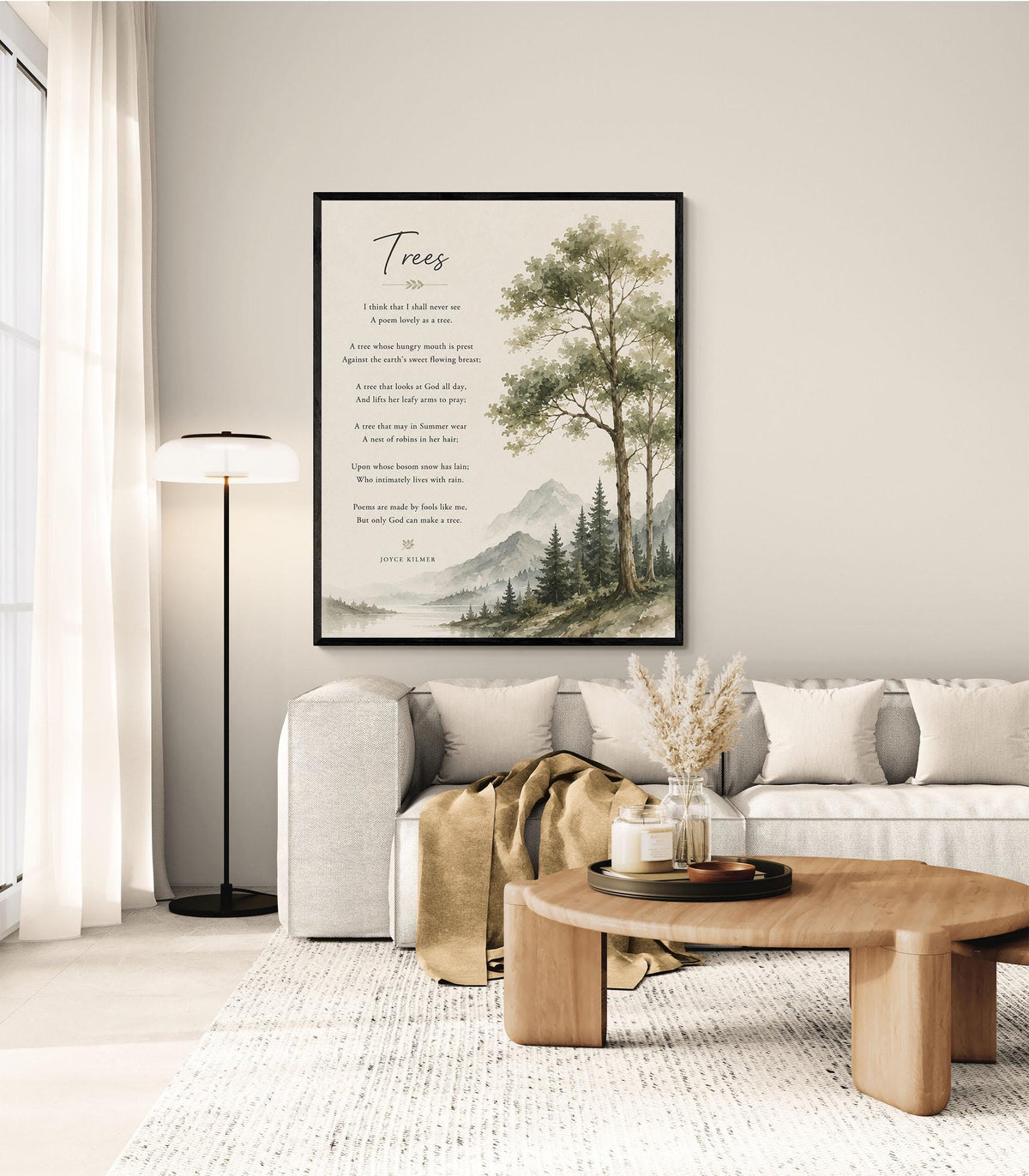 Trees Wall Art Print | Only God Can Make A Tree | Joyce Kilmer Poem | Forest Landscape | Literary Book | Inspirational Home Decor