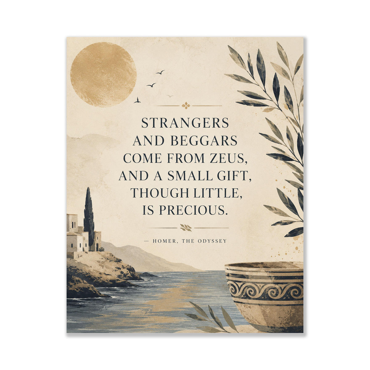 Homer Odyssey Wall Art Print | Strangers and Beggars | Classical Literature| Coastal Home Decor
