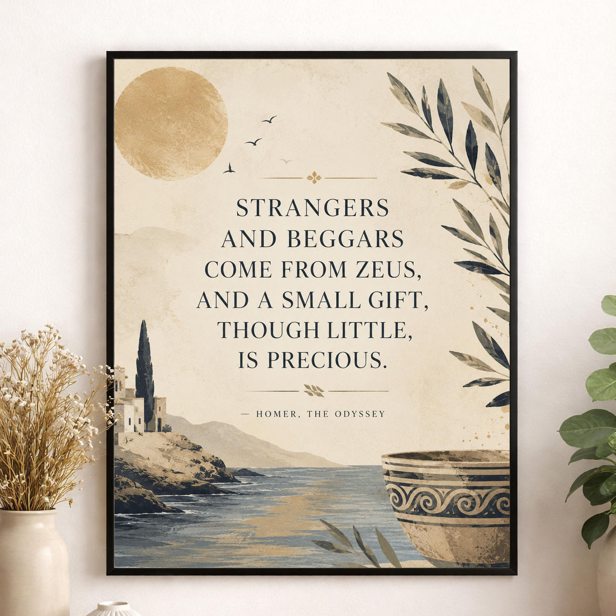 Homer Odyssey Wall Art Print | Strangers and Beggars | Classical Literature| Coastal Home Decor