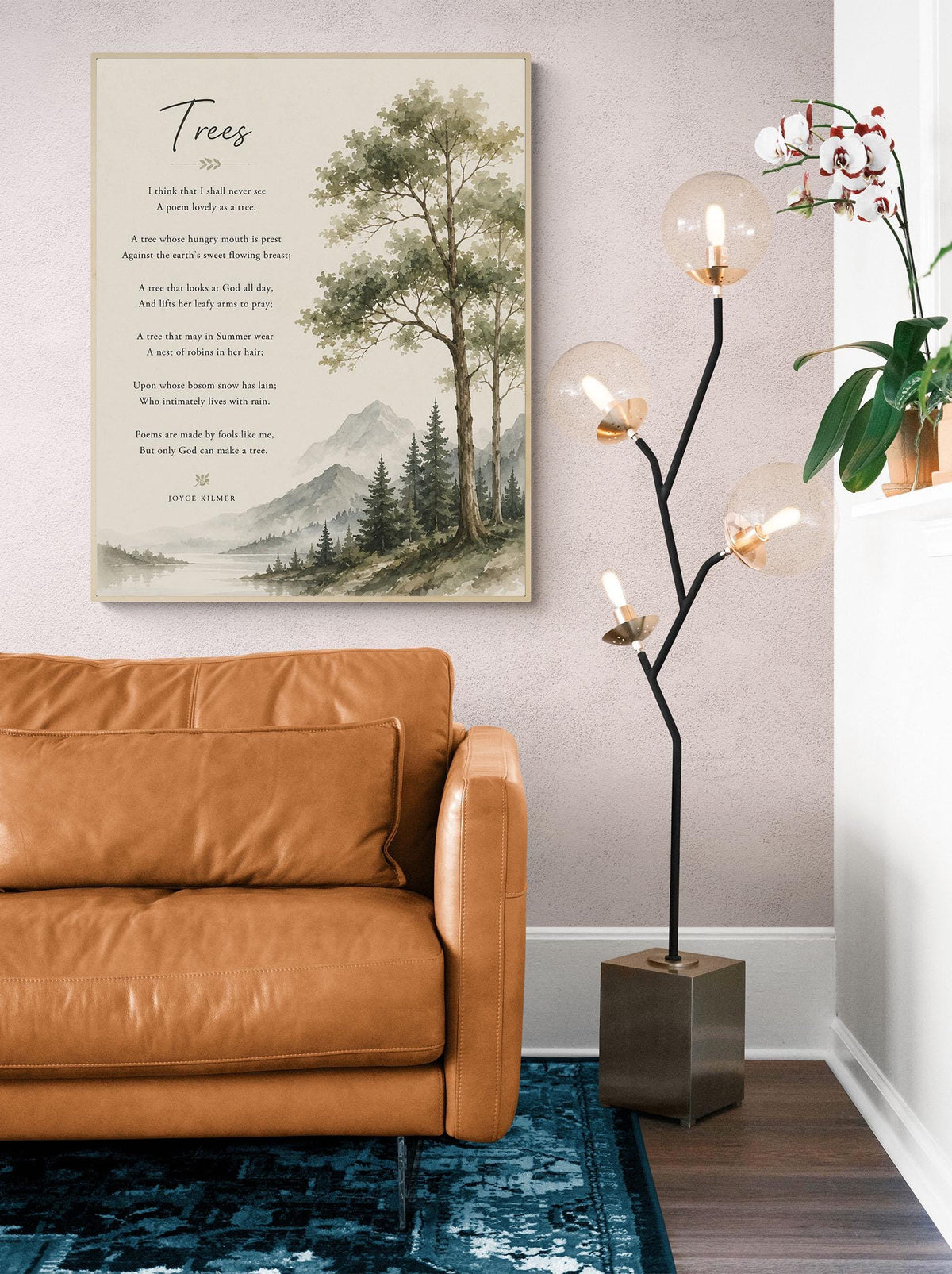 Trees Wall Art Print | Only God Can Make A Tree | Joyce Kilmer Poem | Forest Landscape | Literary Book | Inspirational Home Decor