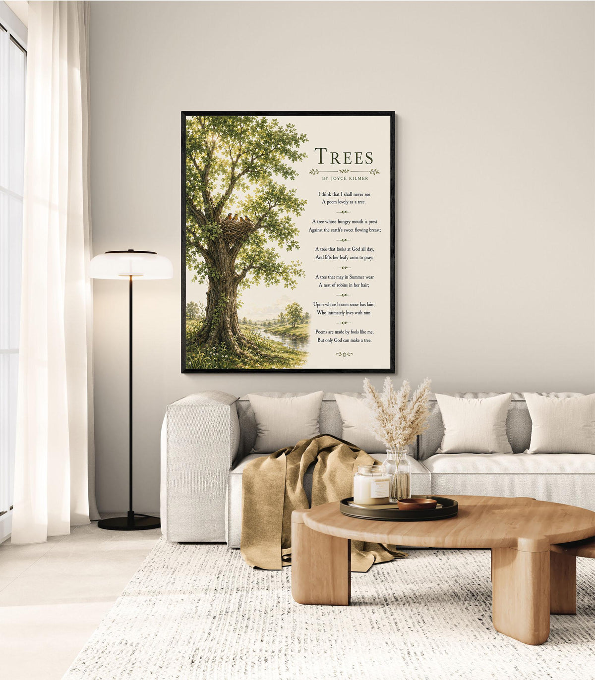 Trees Wall Art Print | Only God Can Make A Tree | Joyce Kilmer Poem | Botanical Landscape | Literary | Inspirational Home Decor