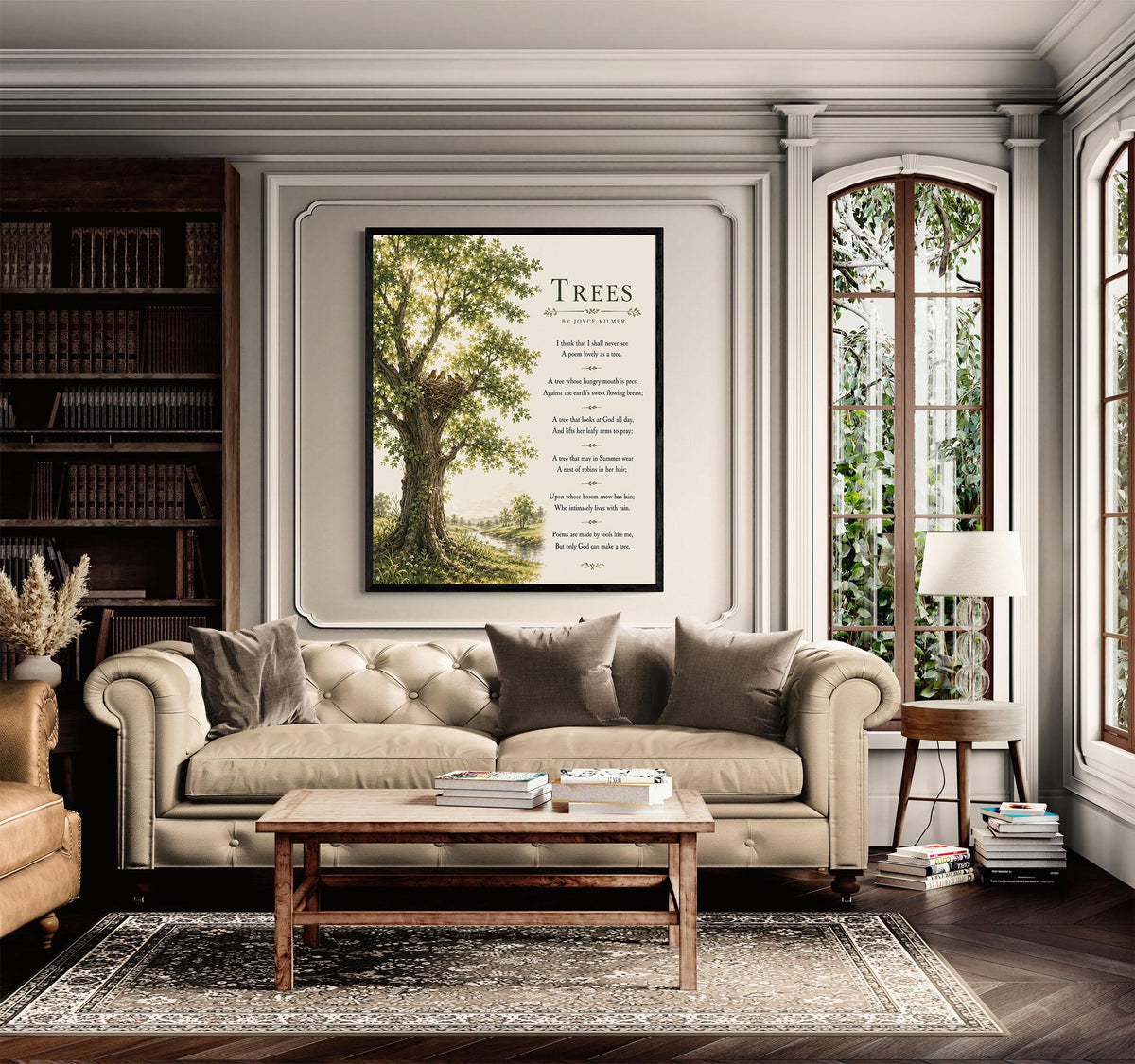 Trees Wall Art Print | Only God Can Make A Tree | Joyce Kilmer Poem | Botanical Landscape | Literary | Inspirational Home Decor