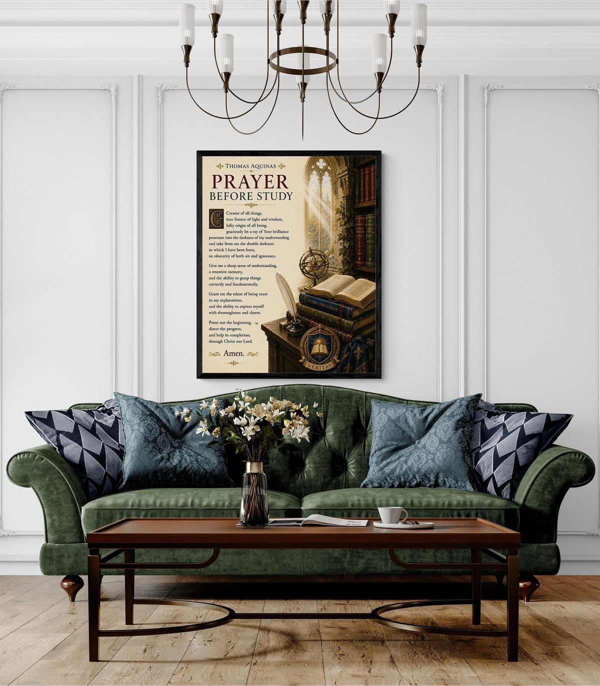 Thomas Aquinas Prayer Before Study Print, Catholic Wall Art, Christian Prayer Poster for Students, Homeschool or Office