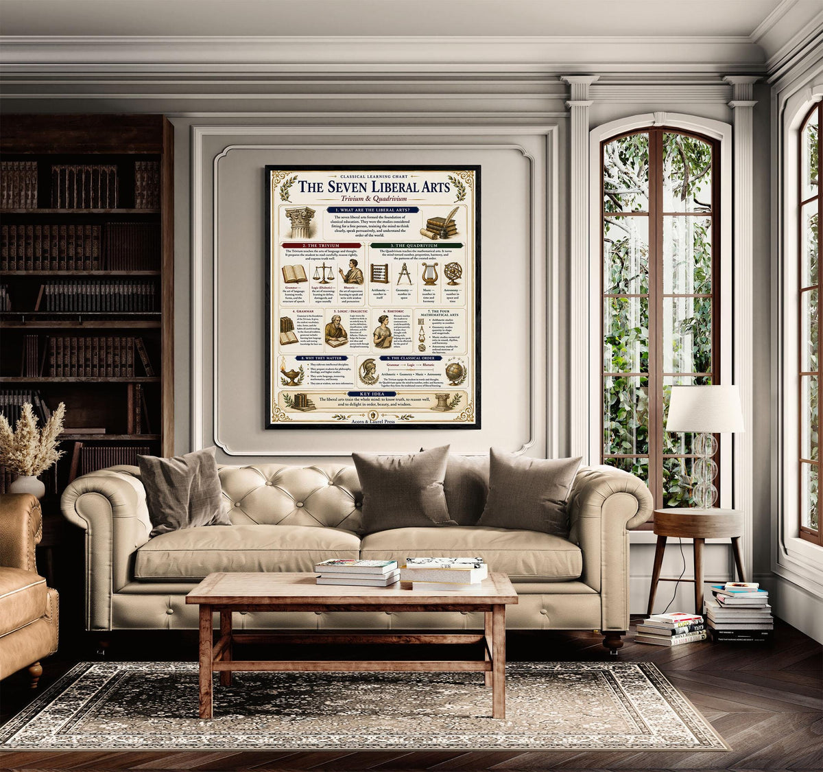 Seven Liberal Arts Chart Wall Art Print, Classical Learning Poster, Trivium And Quadrivium Reference, Homeschool, Study Room Decor