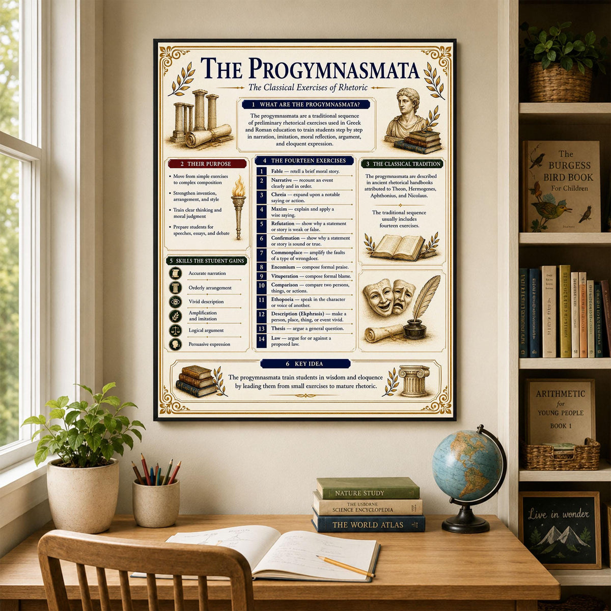 Progymnasmata Timeline Chart Wall Art Print, Classical Learning Poster, Teacher Classroom Reference, Writing Composition Room Decor