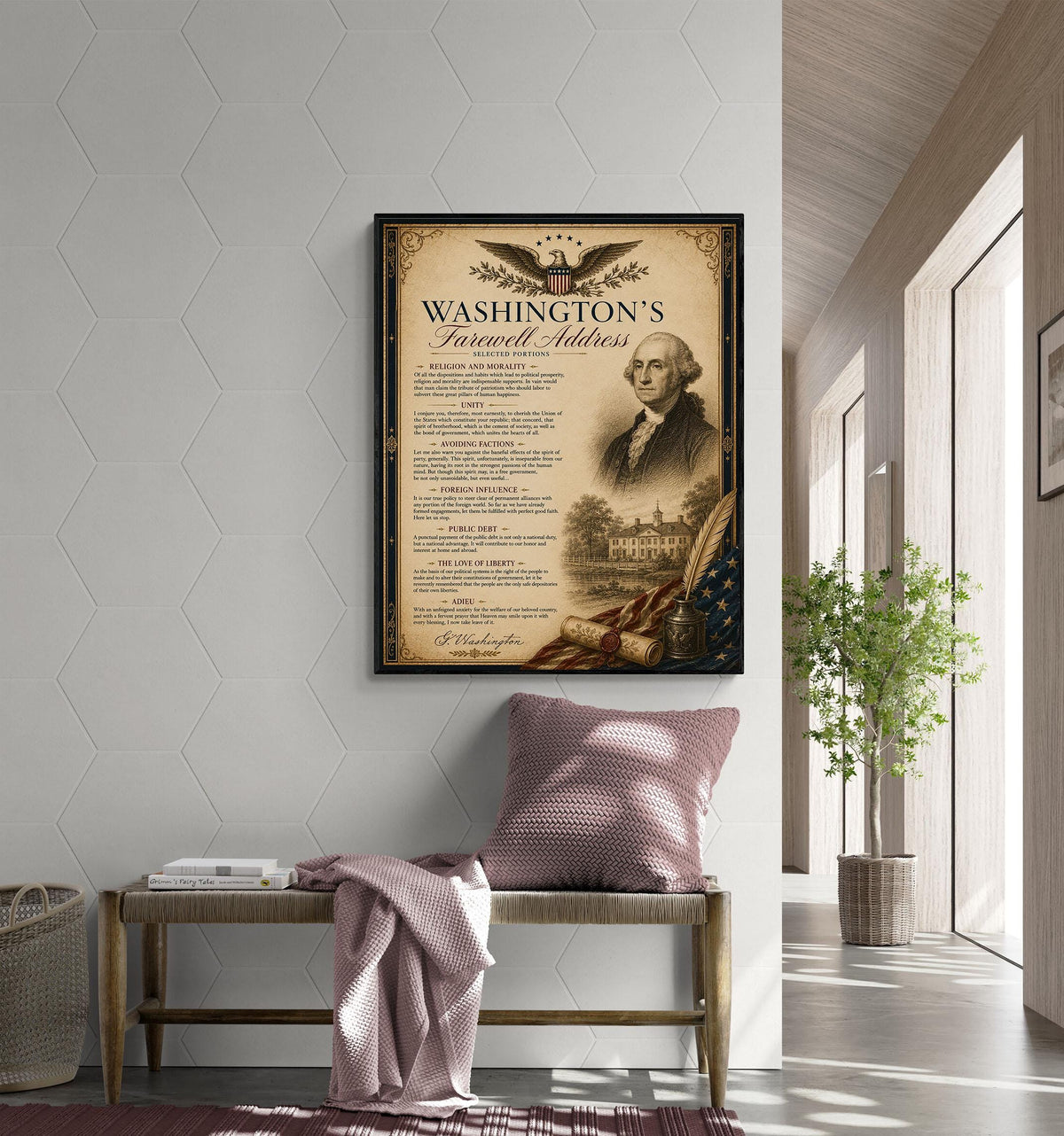 George Washington's Farewell Address Wall Art Print | Historical Americana | Vintage Home Decor