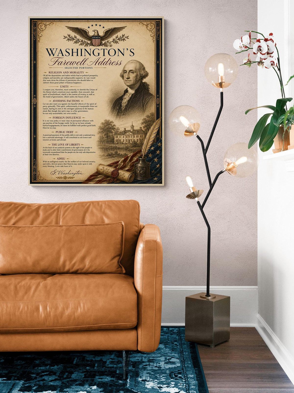 George Washington's Farewell Address Wall Art Print | Historical Americana | Vintage Home Decor