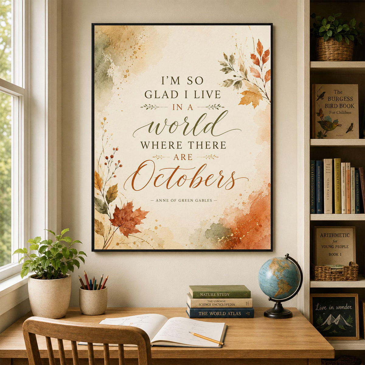 Anne of Green Gables Art Print | Autumn Octobers | Literature Quote | Thanksgiving Home Decor