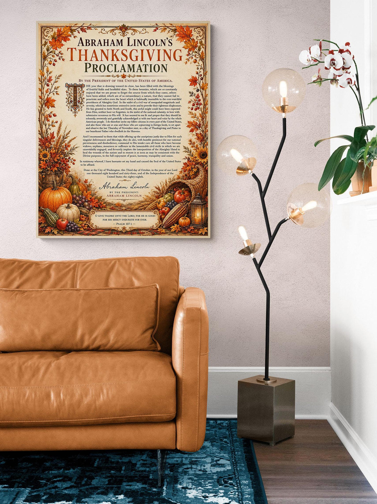 Abraham Lincoln Thanksgiving Proclamation Art Print | Autumn History Quote | Home Decor