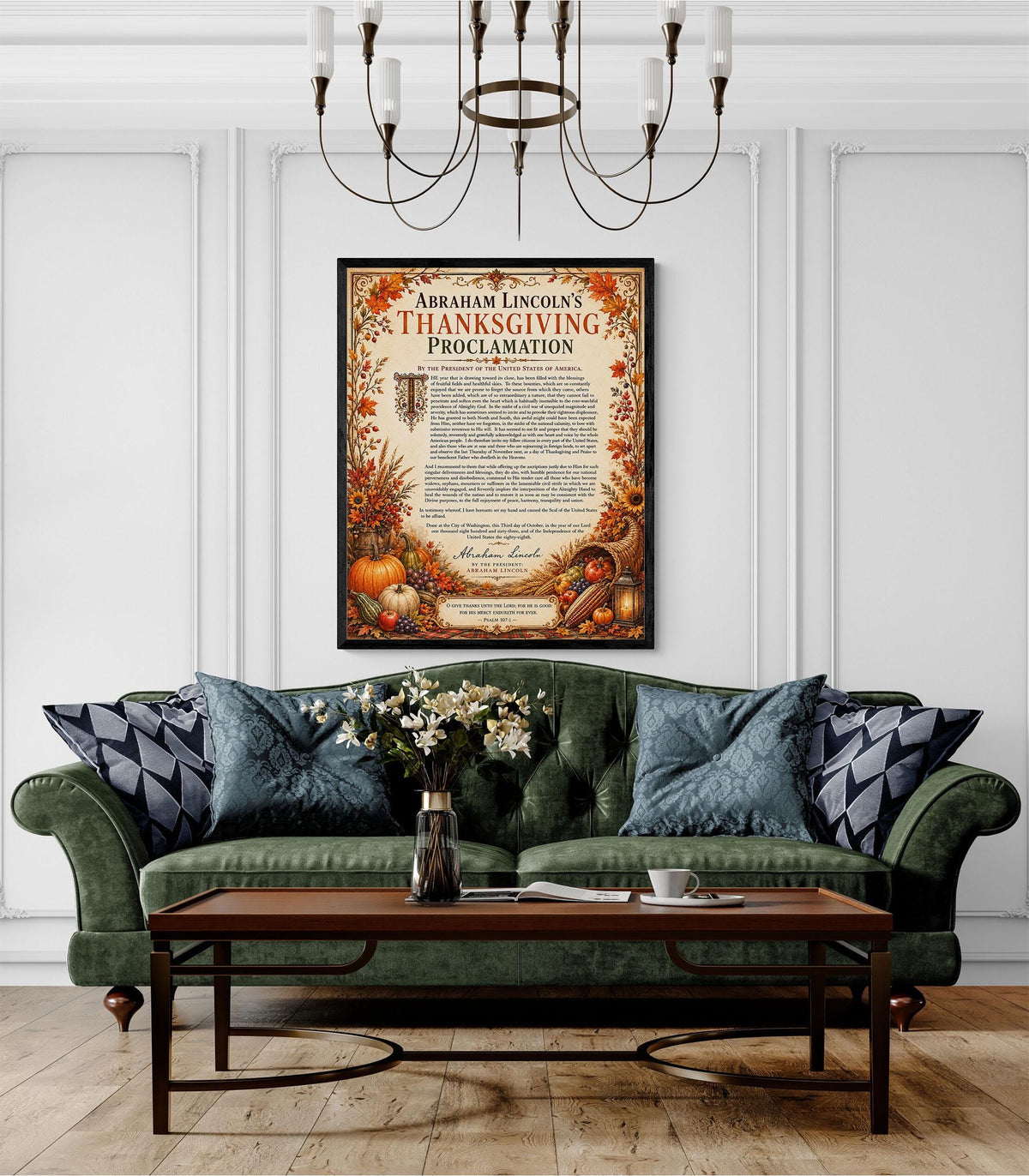 Abraham Lincoln Thanksgiving Proclamation Art Print | Autumn History Quote | Home Decor