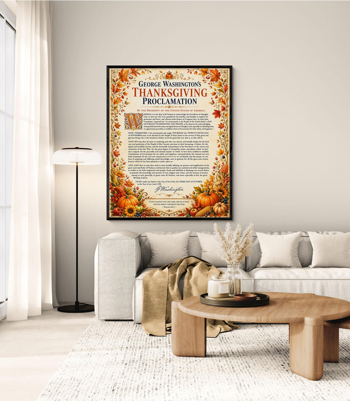 George Washington Thanksgiving Proclamation Art Print | Autumn History Quote | Home Decor