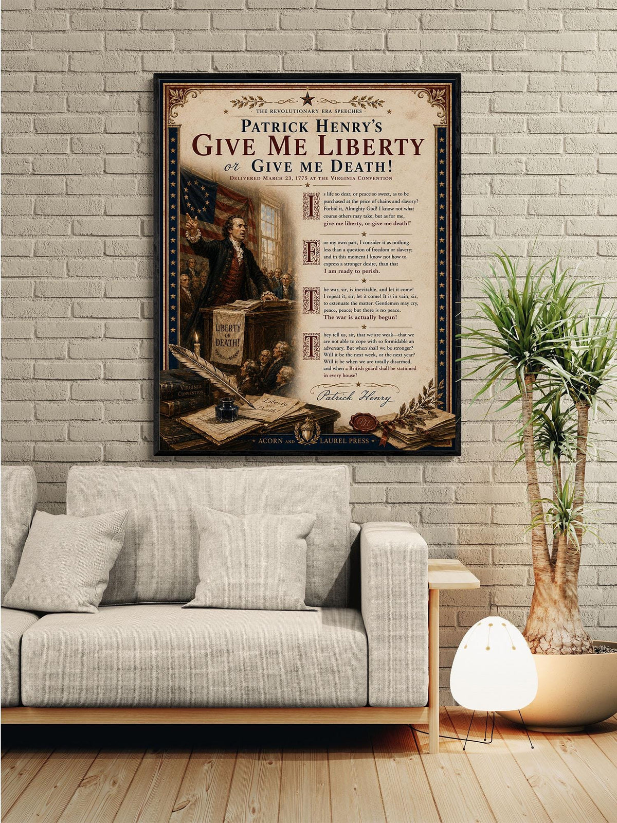 Give Me Liberty Wall Art Print | Patrick Henry Speech | American Revolution | History | Vintage Patriotic Home Decor