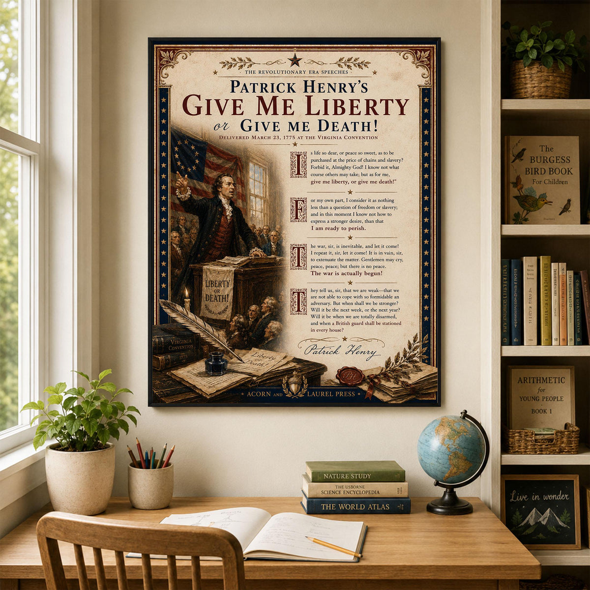 Give Me Liberty Wall Art Print | Patrick Henry Speech | American Revolution | History | Vintage Patriotic Home Decor