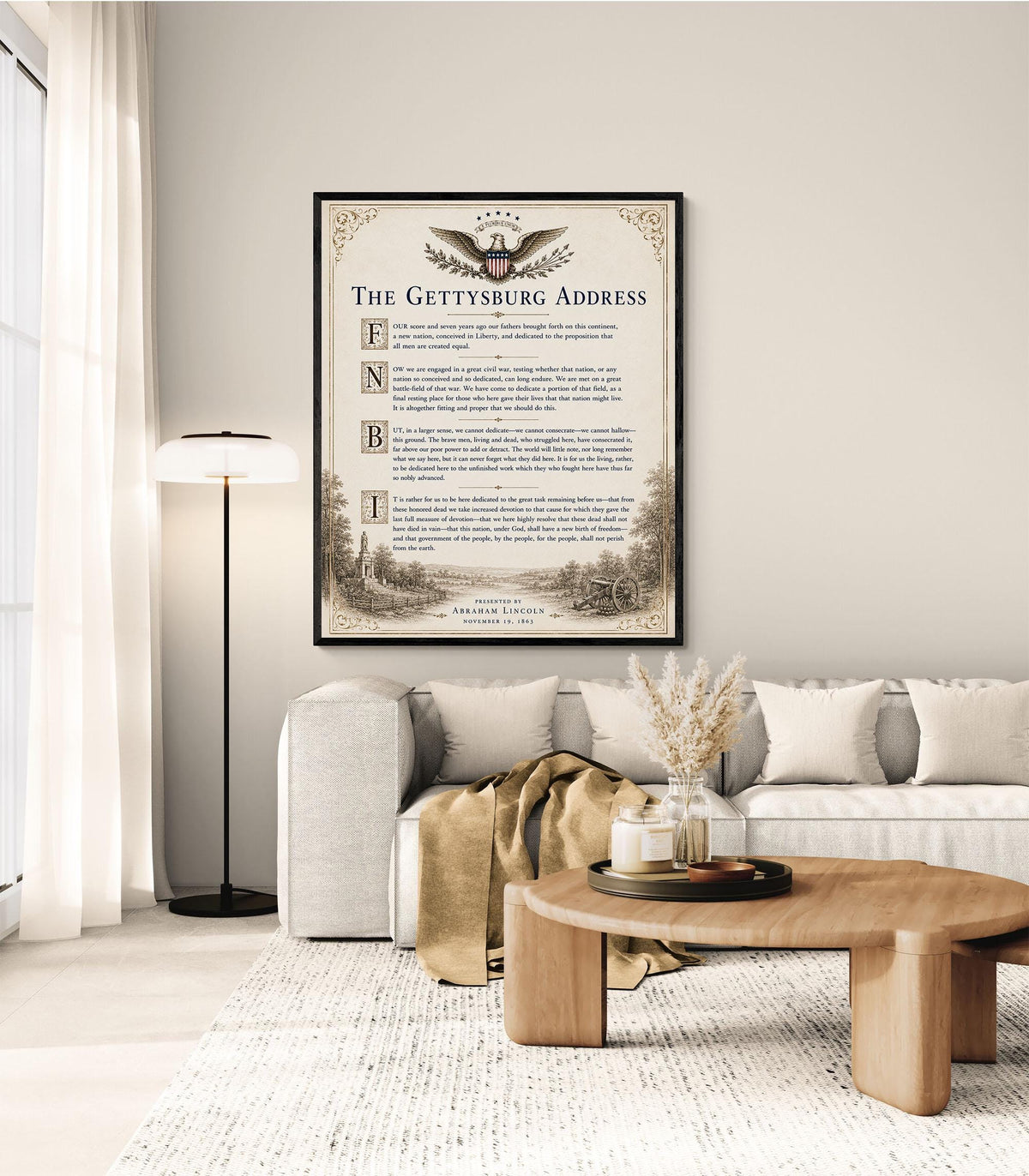 Gettysburg Address Wall Art Print | Abraham Lincoln | American Civil War | History Patriotic Home Decor