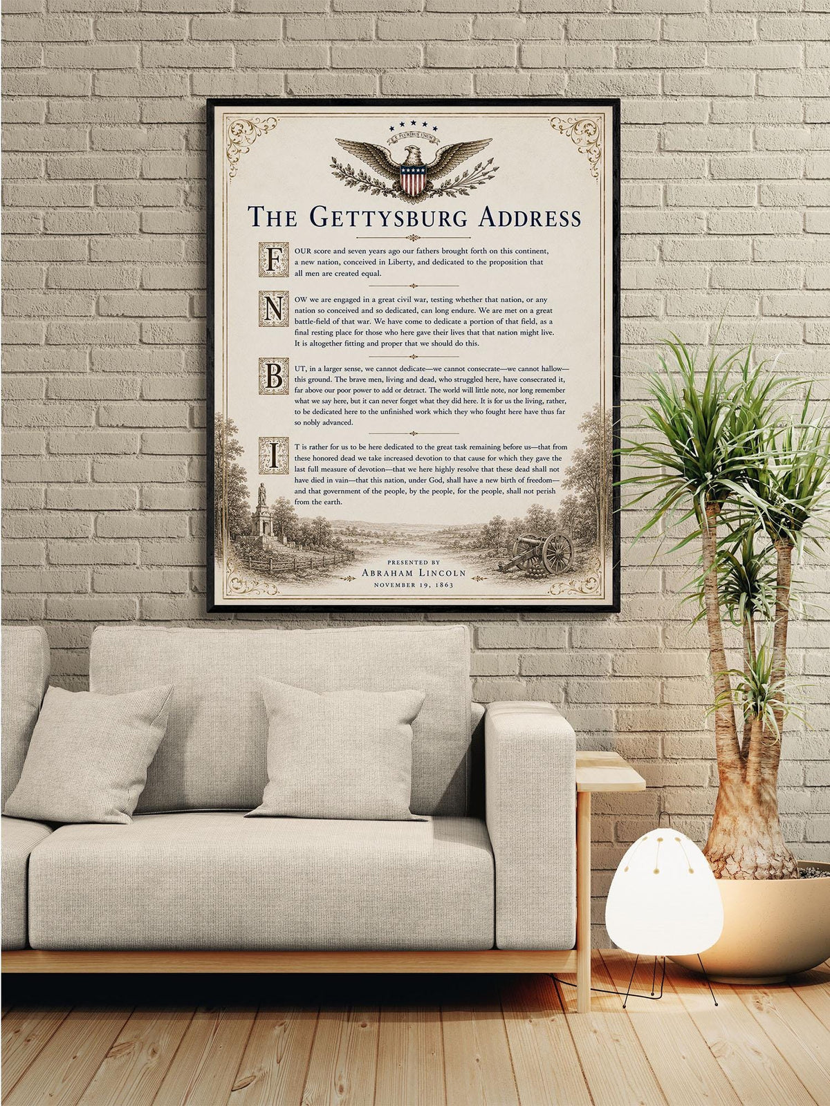 Gettysburg Address Wall Art Print | Abraham Lincoln | American Civil War | History Patriotic Home Decor