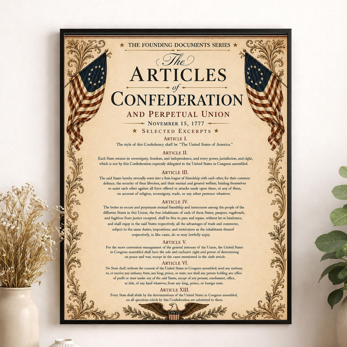Articles of Confederation Wall Art Print | Historical Americana | Vintage History Home Decor