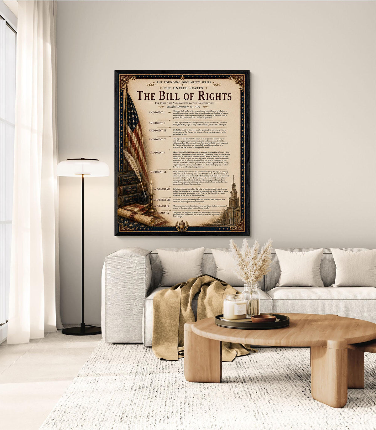 Bill of Rights Wall Art Print | American Constitutional Amendments | Civics Classroom | Freedom Patriotic Home Decor