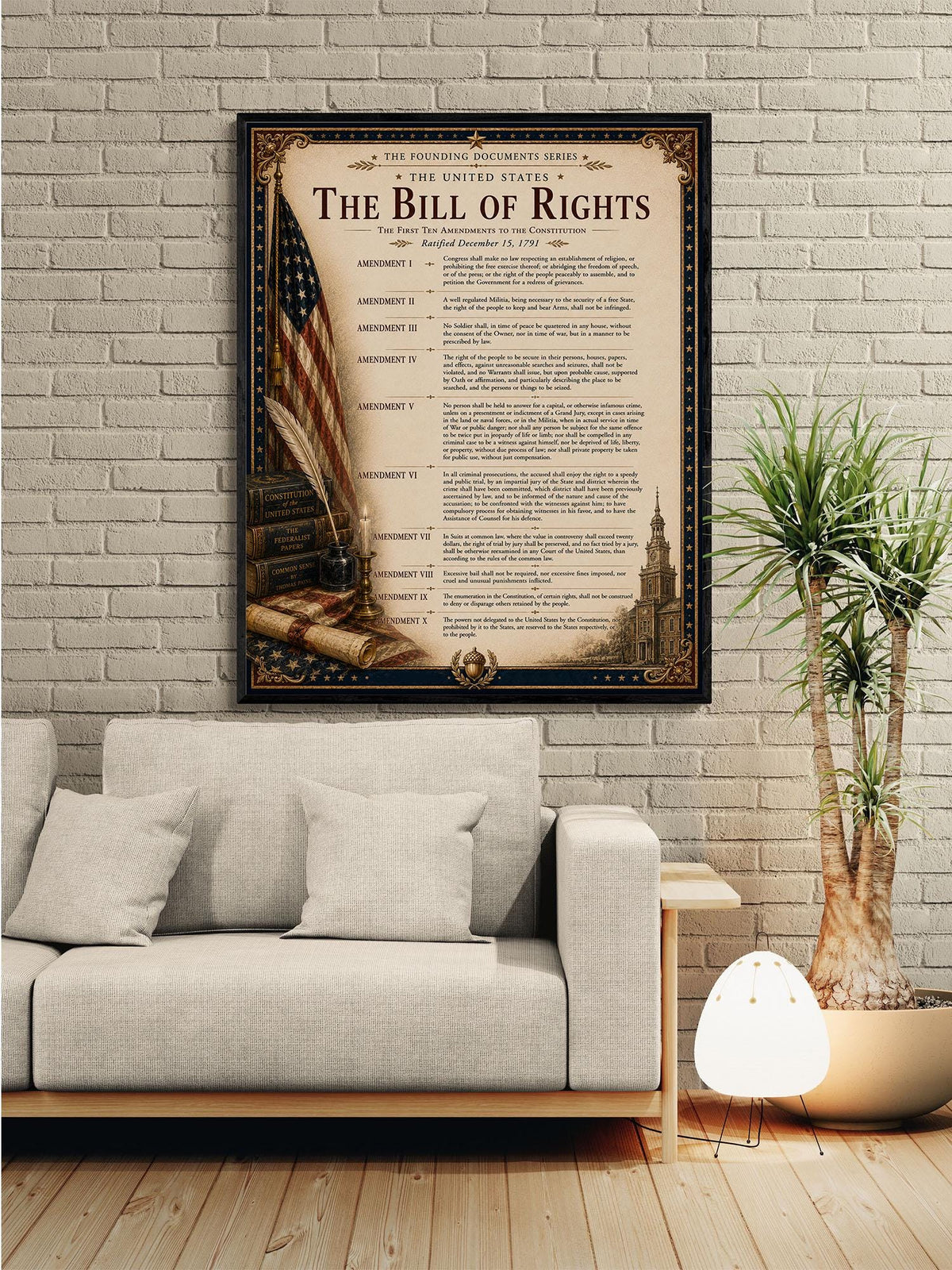 Bill of Rights Wall Art Print | American Constitutional Amendments | Civics Classroom | Freedom Patriotic Home Decor