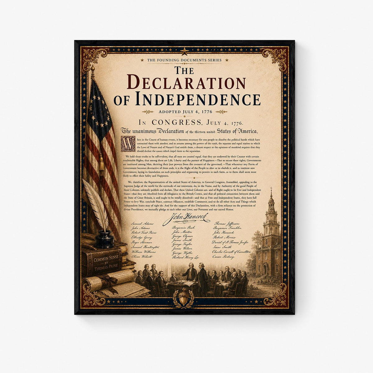 Declaration of Independence Wall Art Print | American Revolution | Founding Documents Home Decor