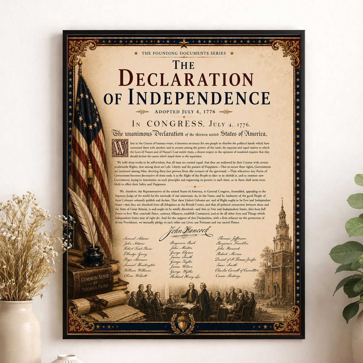 Declaration of Independence Wall Art Print | American Revolution | Founding Documents Home Decor