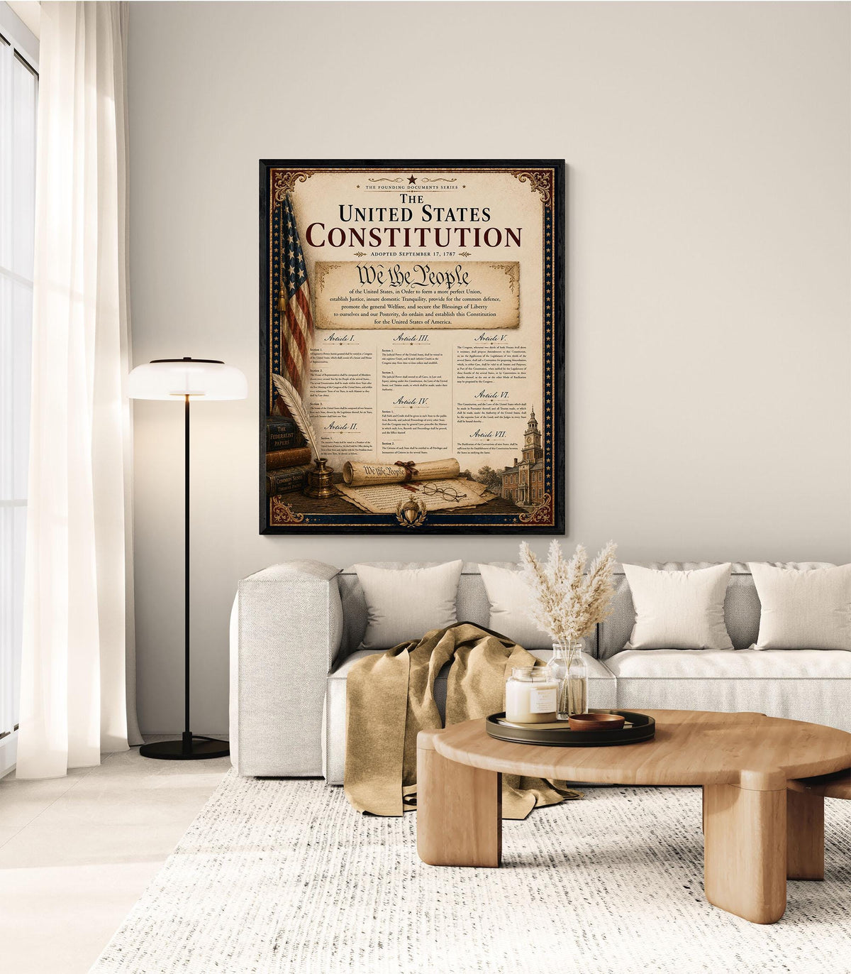 US Constitution Wall Art Print | American Civics Classroom | Freedom Patriotic Home Decor