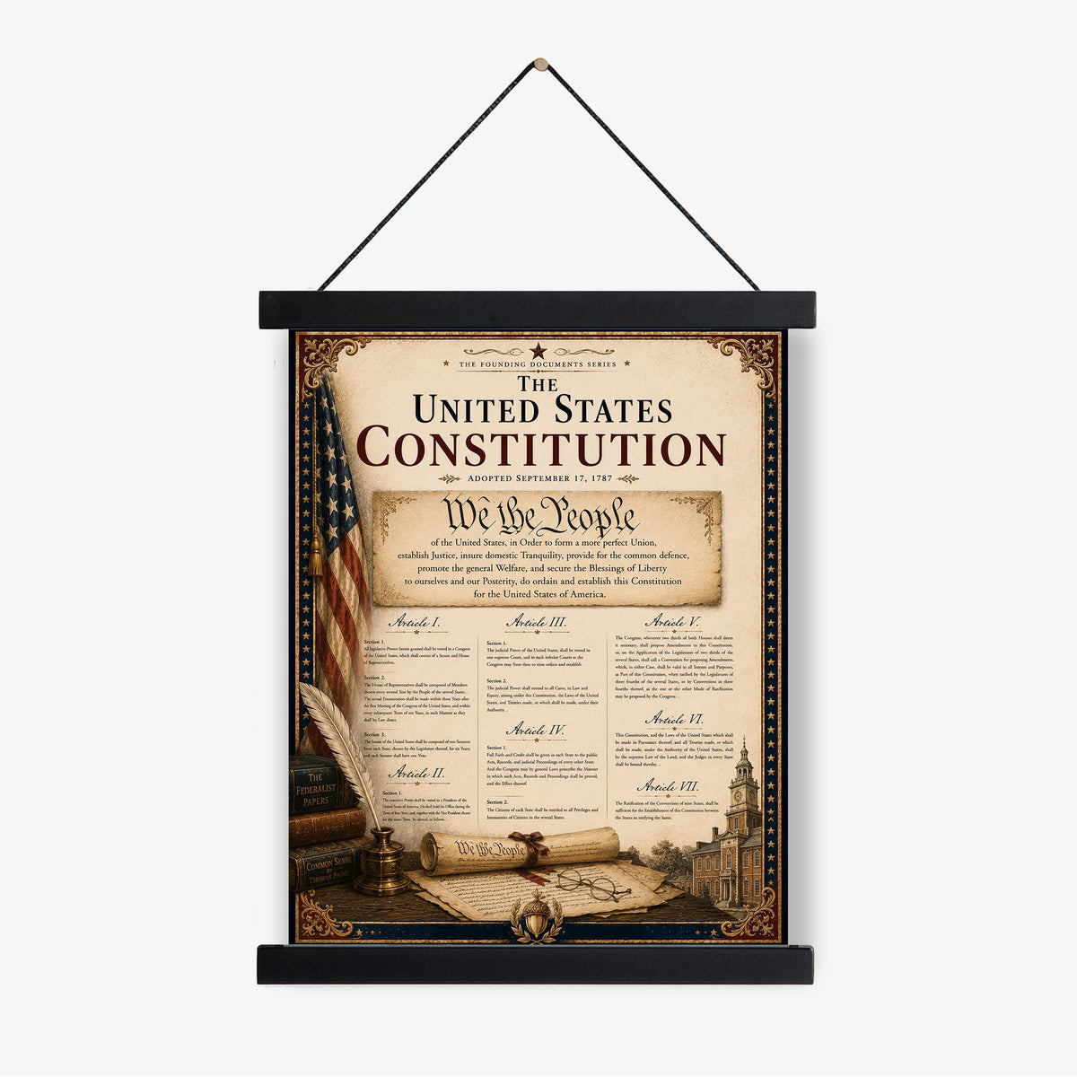 US Constitution Wall Art Print | American Civics Classroom | Freedom Patriotic Home Decor