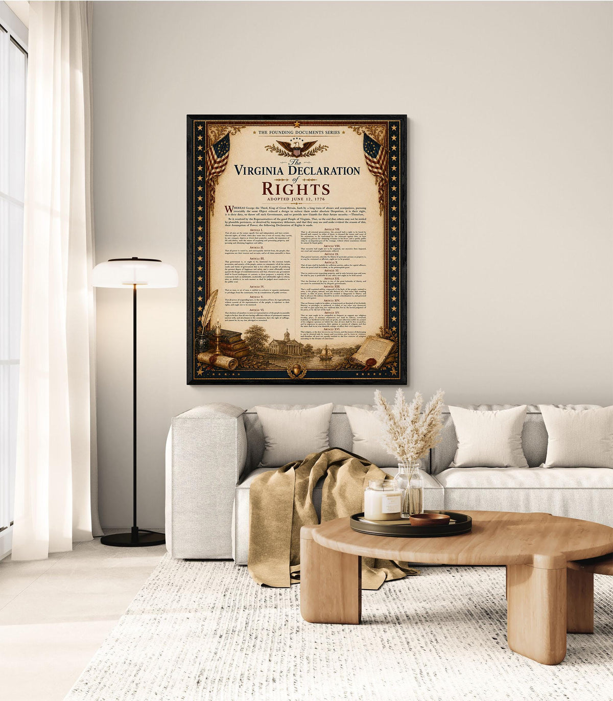 Virginia Declaration of Rights Wall Art Print | Historical Americana | Vintage History Home Decor