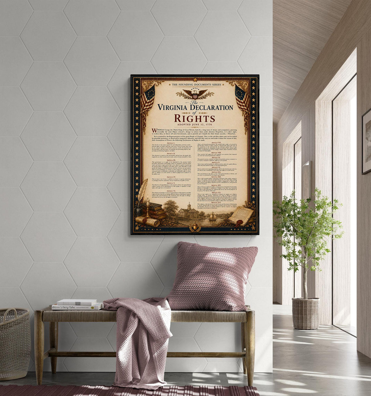Virginia Declaration of Rights Wall Art Print | Historical Americana | Vintage History Home Decor