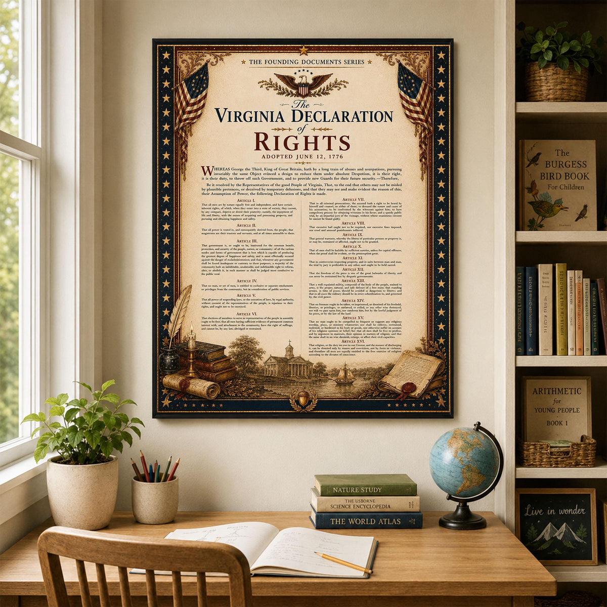 Virginia Declaration of Rights Wall Art Print | Historical Americana | Vintage History Home Decor