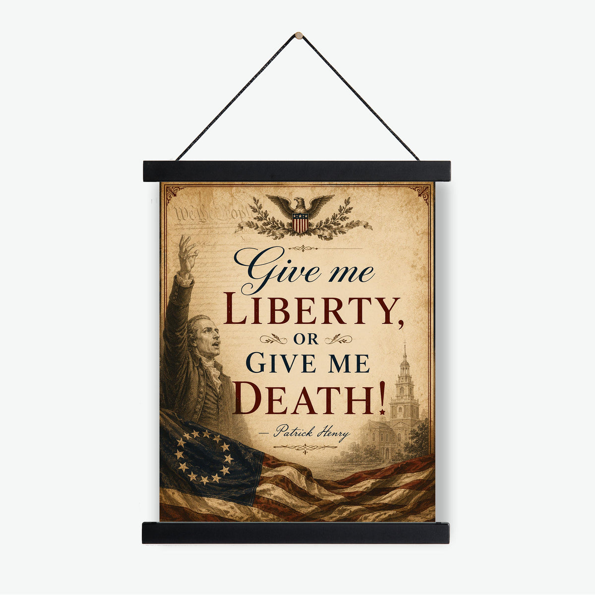 Give Me Liberty Wall Art Print | Patrick Henry | American Revolution | History | Vintage Patriotic Home Decor