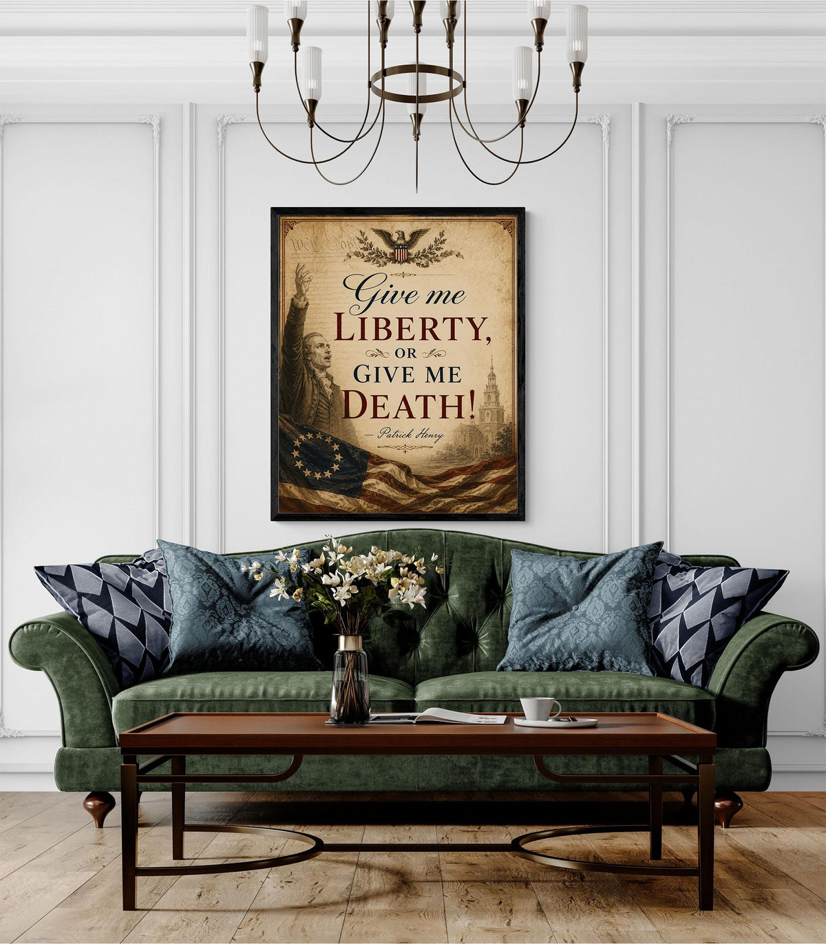 Give Me Liberty Wall Art Print | Patrick Henry | American Revolution | History | Vintage Patriotic Home Decor