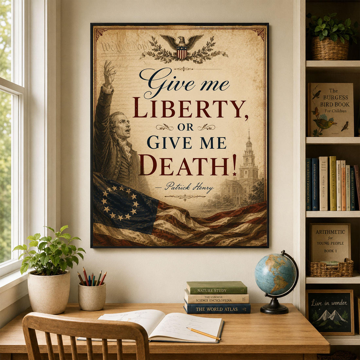 Give Me Liberty Wall Art Print | Patrick Henry | American Revolution | History | Vintage Patriotic Home Decor