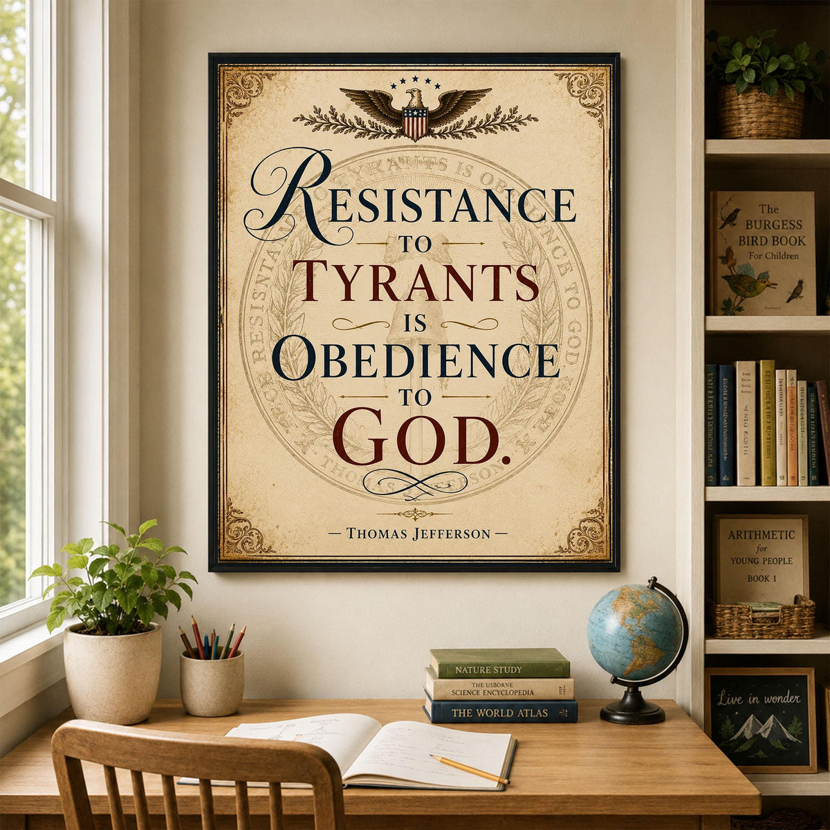 Resistance To Tyrants Art Print | Thomas Jefferson Quote | History | American President | USA Home Decor